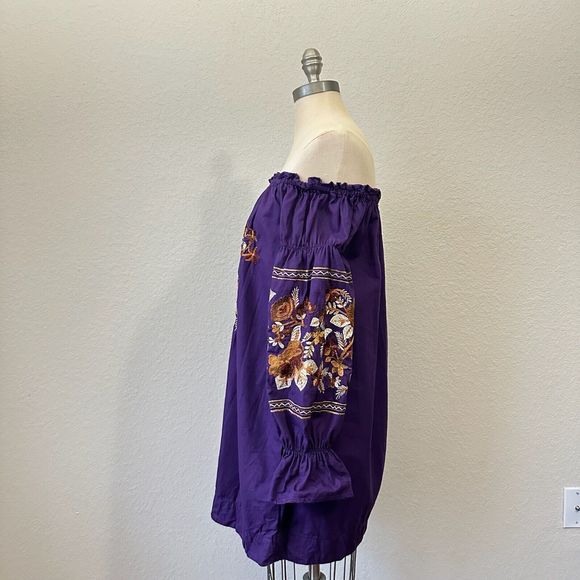 FREE PEOPLE Embroidered Fleur Du Jour Shift Mini Dress Purple - Picture 4 of 12